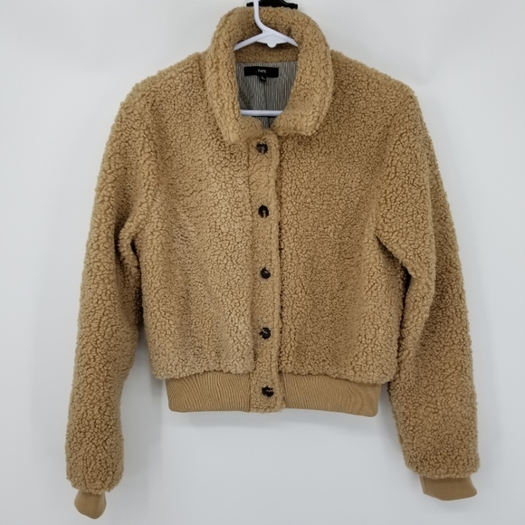 Fate Camel Teddy Button Up Jacket Size Small - Picture 1 of 11
